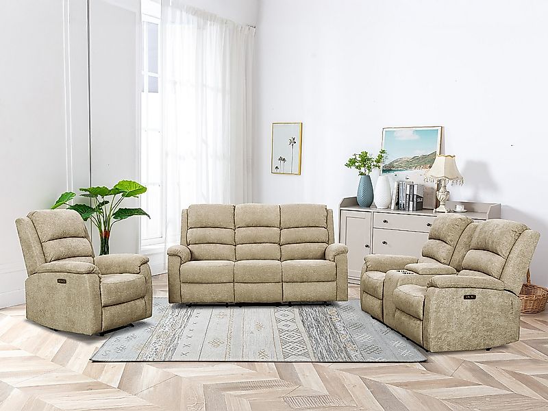 Relaxsessel elektrisch - Stoff - Taupe - NEVERS günstig online kaufen