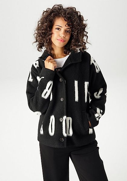 Aniston CASUAL Fleecejacke mit großflächigem "GOOD VIBES"-Schriftzug günstig online kaufen