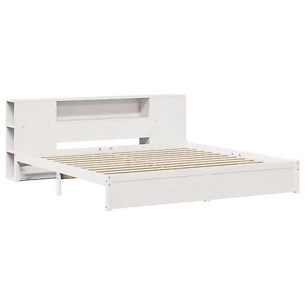 vidaXL Massivholzbett mit Regal ohne Matratze Weiß 200x200 cm Kiefer 332236 günstig online kaufen