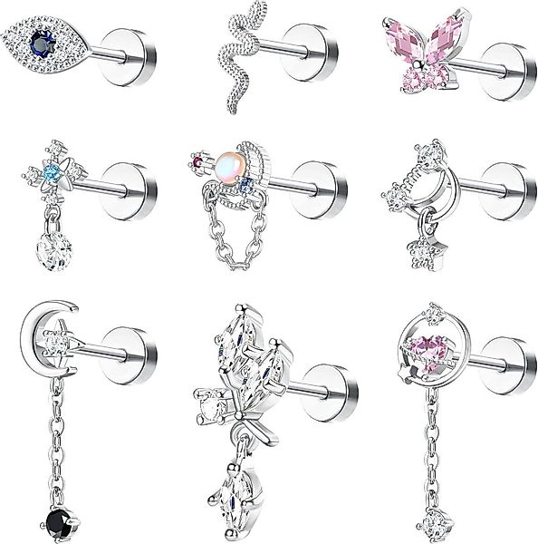 Kakonia Piercing-Set Edelstahl Piercing Set 9 günstig online kaufen