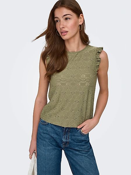 ONLY Shirttop "ONLSMILLA S/L FRILL TOP JRS" Materialmix, regular fit, Rundh günstig online kaufen