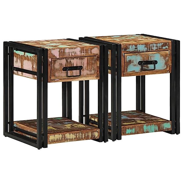 vidaXL Nachttisch 2 Stk Mehrfarbig 40 x 40 x 50 cm Massives Altholz 4016703 günstig online kaufen