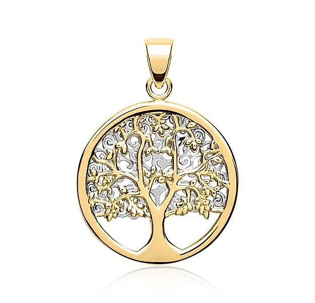 Unique Kettenanhänger Lebensbaum aus 333er Weißgold und Gelbgold GP0240 günstig online kaufen