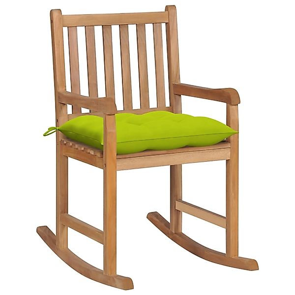 vidaXL Schaukelstuhl mit Hellgrünem Kissen Massivholz Teak günstig online kaufen