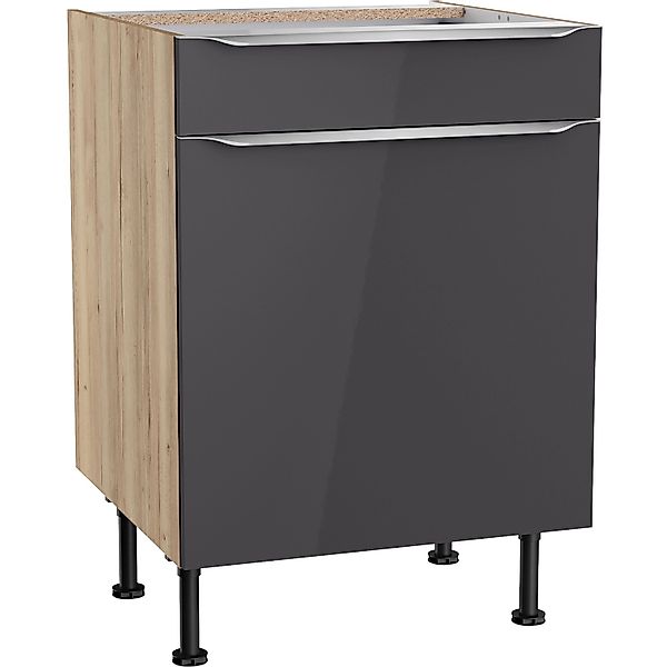 Optifit Küchen-Unterschrank Linus984 60 cm x 87 cm x 58,4 cm Anthrazit-Wild günstig online kaufen