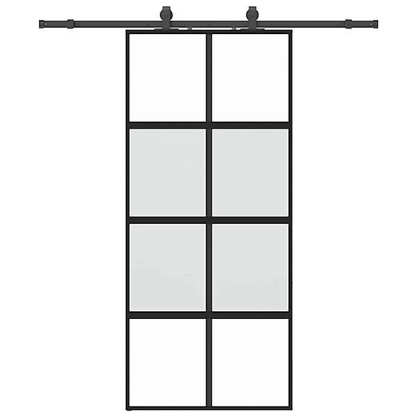 vidaXL Schiebetür mit Beschlag Schwarz 90x205 cm Hartglas 3375833 günstig online kaufen