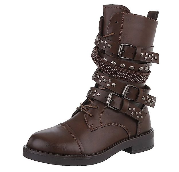 Ital-Design Rockige Boots mit Schnallen und Nieten für Damen Stiefelette (9 günstig online kaufen