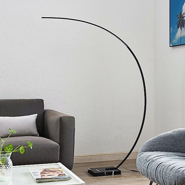 Lindby LED-Bogenstehleuchte Kendra, schwarz, Alu, Höhe 180cm günstig online kaufen