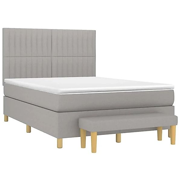 vidaXL Boxspringbett mit Matratze Hellgrau 140x200 cm Stoff 3137317 günstig online kaufen