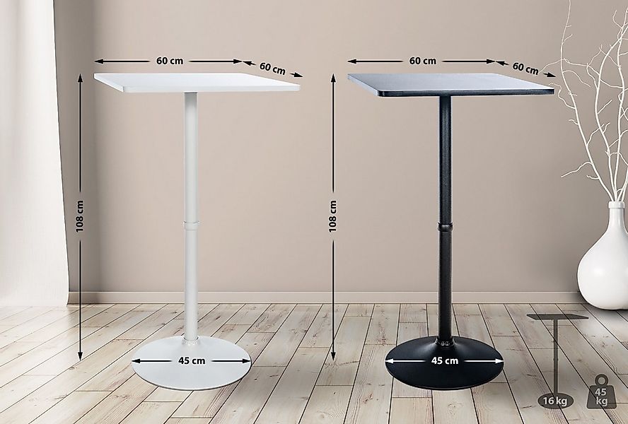 CLP Bartisch Stehtisch eckig, mit Holz-Tischplatte & Metall-Gestell günstig online kaufen