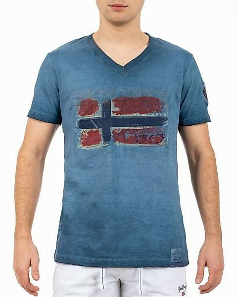 Geo Norway T-Shirt Casual Kurzarm Shirt bajoasis Men Navy L im Used Look günstig online kaufen