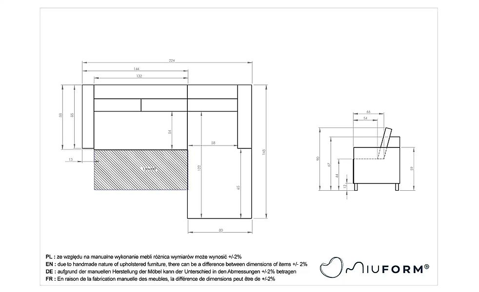 Miuform Ecksofa mit Schlaffunktion   ¦ grau ¦ Maße (cm): B: 224 H: 90 Polst günstig online kaufen