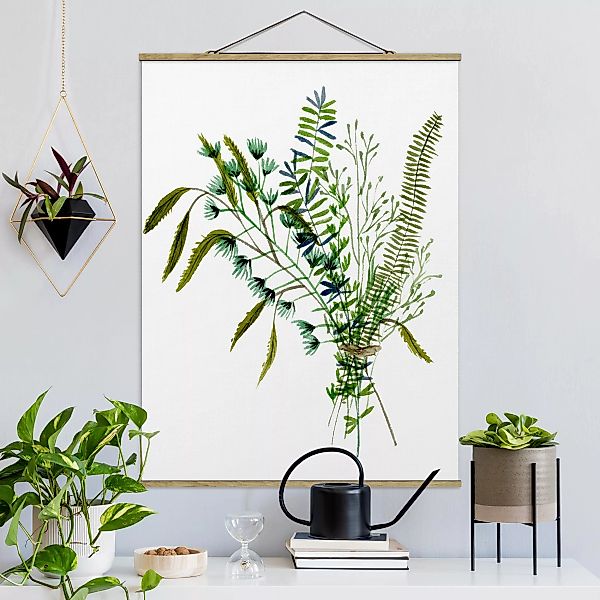 Stoffbild Blumen mit Posterleisten - Hochformat Wiesengräser I günstig online kaufen