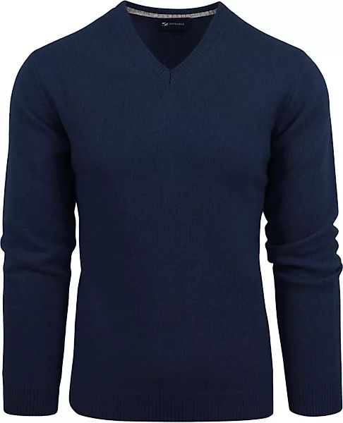 Suitable Lammwolle Pullover V-Ausschnitt Navy - Größe L günstig online kaufen