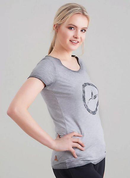 Damen Garment Dyed Tshirt Vorne Mit Logo-druck günstig online kaufen