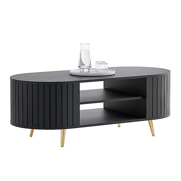 yourhouse24 Couchtisch ELODIE oval, Geriffelt, Ablagefläche, günstig online kaufen