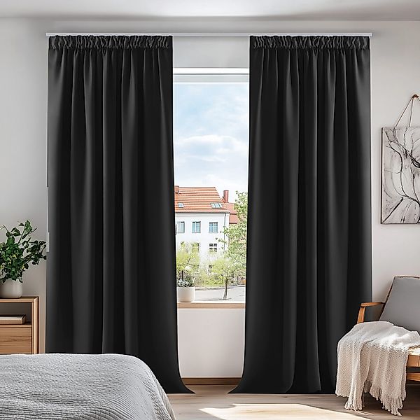 Deconovo Verdunkelungsvorhang Gardinen mit Kräuselband Blickdicht günstig online kaufen
