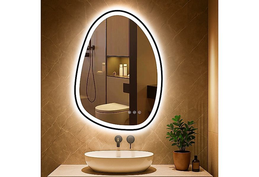 PESENXAN Badspiegel Asymmetrischer Spiegel mit LED-Beleuchtung - Dimmbar, 3 günstig online kaufen