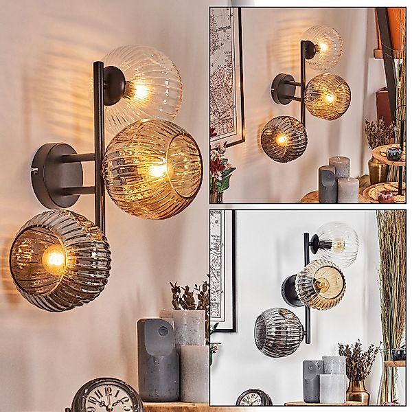 hofstein Wandleuchte Wandlampe aus Metall/Riffelglas in günstig online kaufen