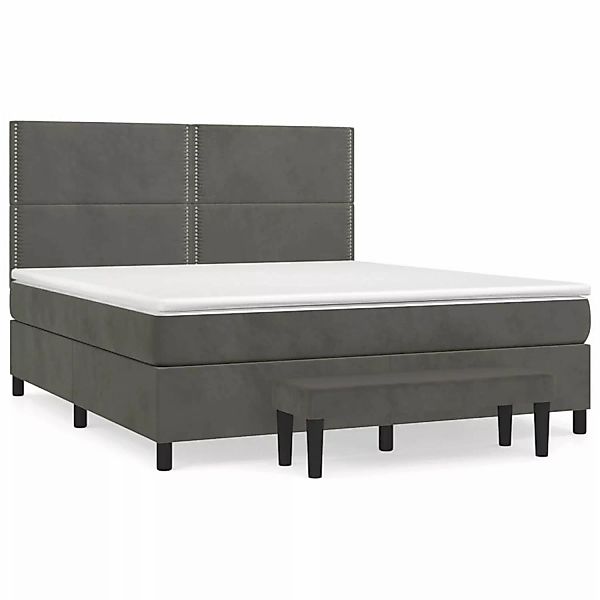 vidaXL Boxspringbett mit Matratze Dunkelgrau 160x200 cm Samt1350444 günstig online kaufen