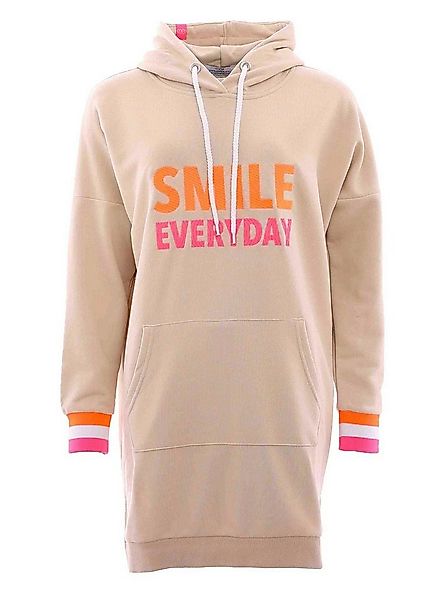 Zwillingsherz Sweatkleid mit Kapuze, Fronstickerei, Kängurutasche, Neonprin günstig online kaufen