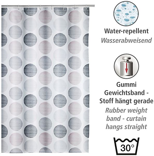 WENKO Duschvorhang "Pastell Dots", Höhe 200 cm, mit Punkte-Muster günstig online kaufen
