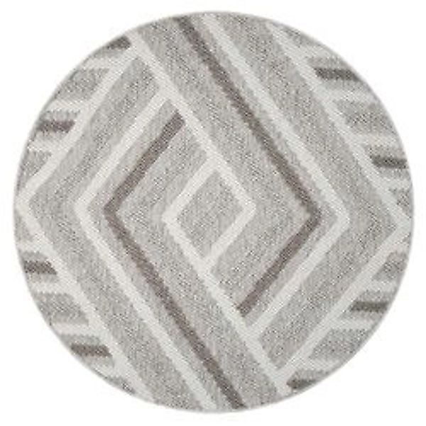 payé Teppich Linda 7590 Kurzflor Rund 160x160 cm Beige Geo-Muster günstig online kaufen
