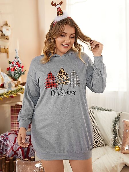 YOINS Plus Größe Grafik Kapuzen Design Weihnachten Langarm Sweatshirt günstig online kaufen