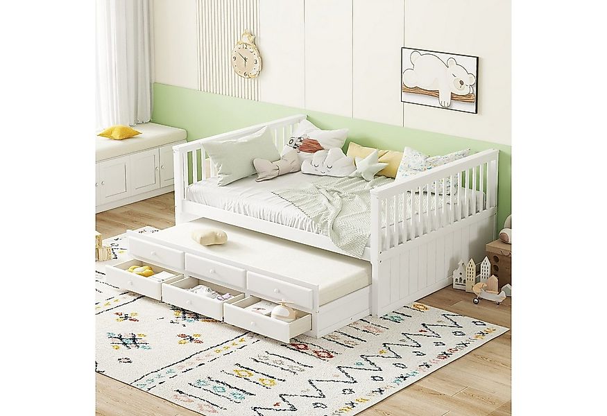 HAUSS SPOLE Holzbett 140x200/90x190cm Kinderbett mit Bettauszug, drei Schub günstig online kaufen