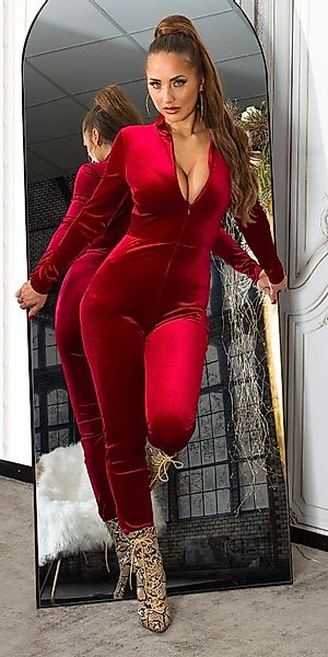 Koucla Jumpsuit in elegantem Samt-Look, langarm günstig online kaufen