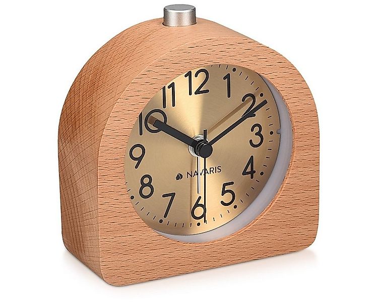 Navaris Wecker Analog Holz Wecker mit Snooze, Retro Uhr Halbrund/Quadrat günstig online kaufen