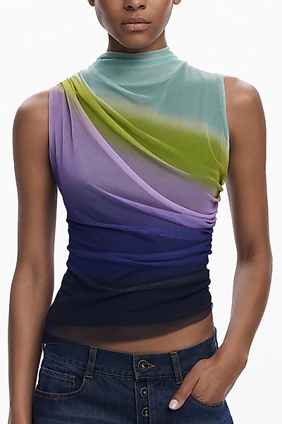 Desigual T-Shirt Damentop Grün: Mehrfarbiges Trägerhemd günstig online kaufen