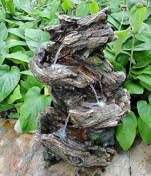 Ubbink AcquaArte Vernier Wasserfall Woodstruktur Gartenbrunnen Set LED Spri günstig online kaufen