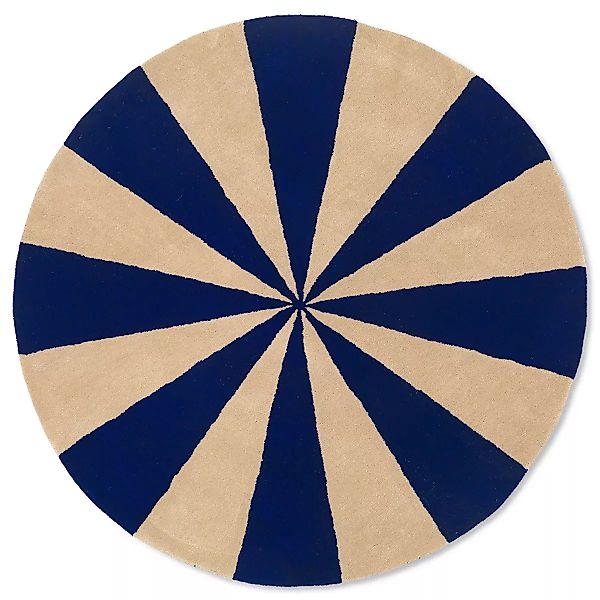 Teppich Arch Large textil blau / ø 130 cm - Handgetuftete Wolle - Ferm Livi günstig online kaufen