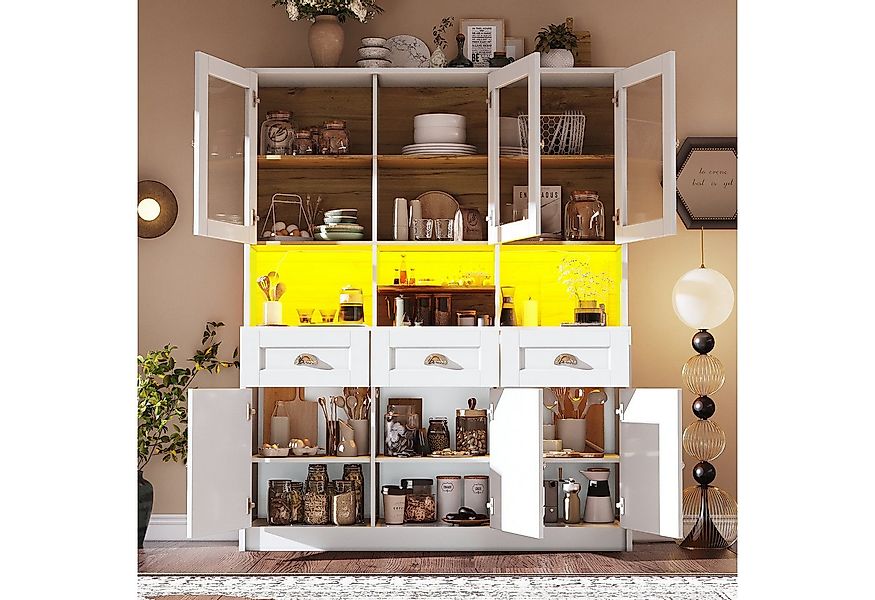 Flieks Küchenbuffet mit LED-Beleuchtung und verstellbaren Einlegeböden (1-S günstig online kaufen