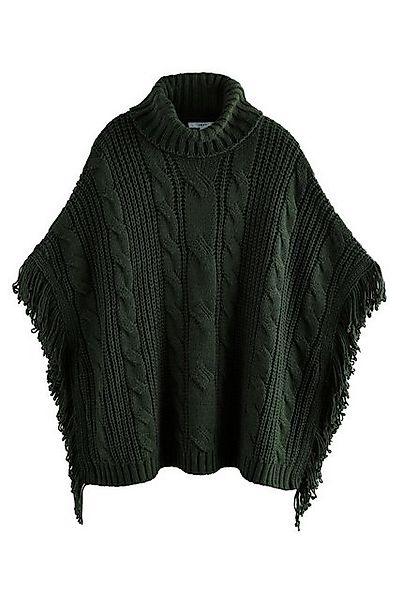 Next Strickponcho Cape-Strickjacke mit Rollkragen, Fransen (1-tlg) günstig online kaufen