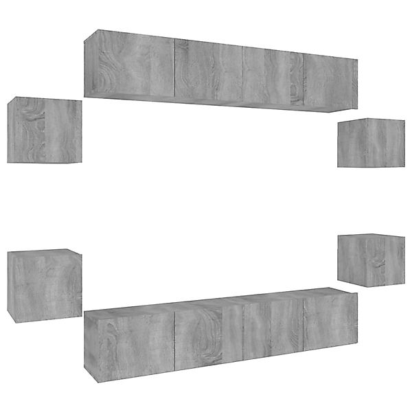 Vidaxl 8-tlg. Tv-schrank-set Grau Sonoma Holzwerkstoff günstig online kaufen