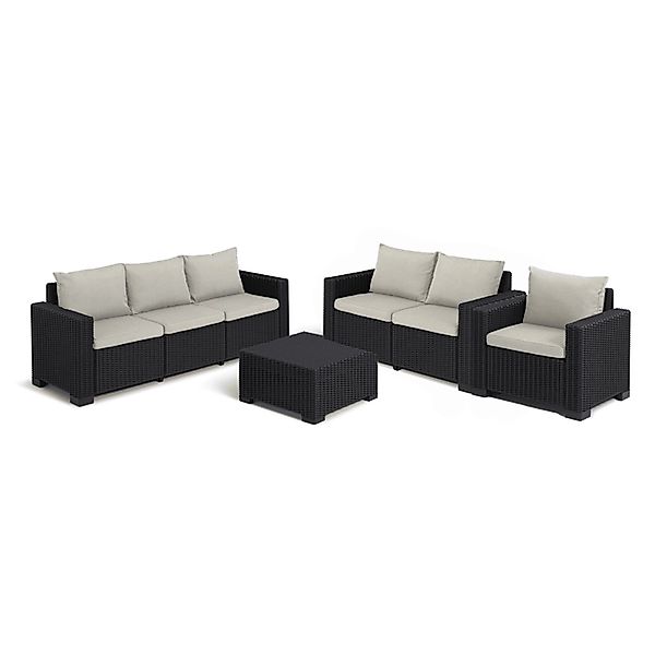 Allibert California Gartenmöbel Set 4-teilig  Wetterfeste Rattanoptik Garte günstig online kaufen