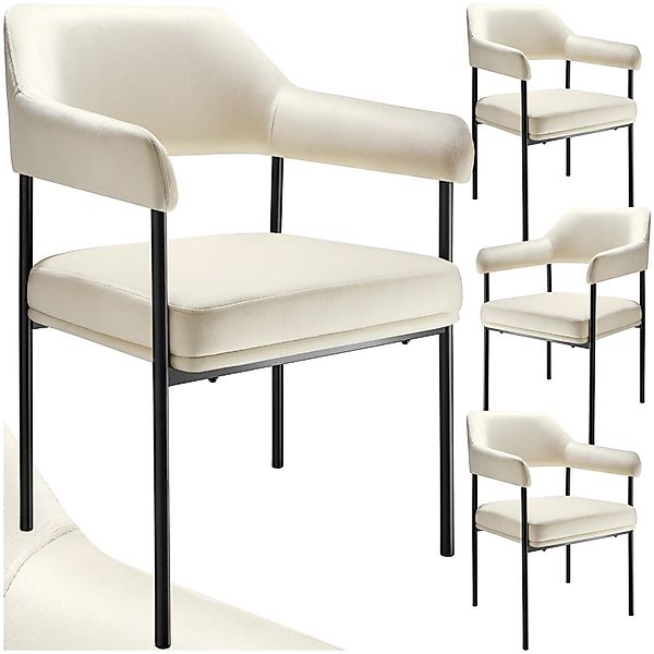 tectake Esszimmerstuhl Armlehnstuhl Doé, gepolstert, Stahlbeine günstig online kaufen