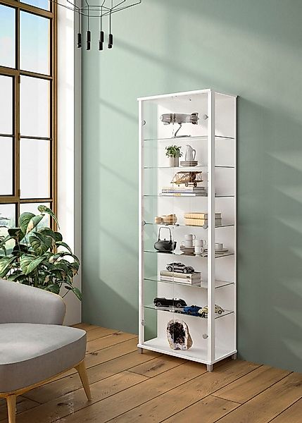 fif möbel Vitrine Optima Standvitrine, 2 Glastüren, 7 Böden, vielseitig, pe günstig online kaufen