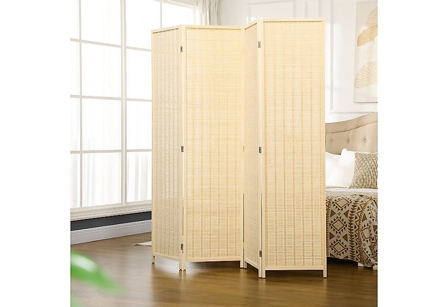 HOMCOM Paravent 4-teilig 180 x 180 cm Sichtschutz aus Bambus, Faltbar Stell günstig online kaufen