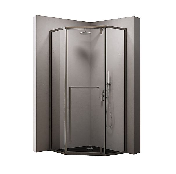 doporro Fünfeckdusche Duschkabine Rav68 ESG-Sicherheitsglas Klarglas Nano-B günstig online kaufen