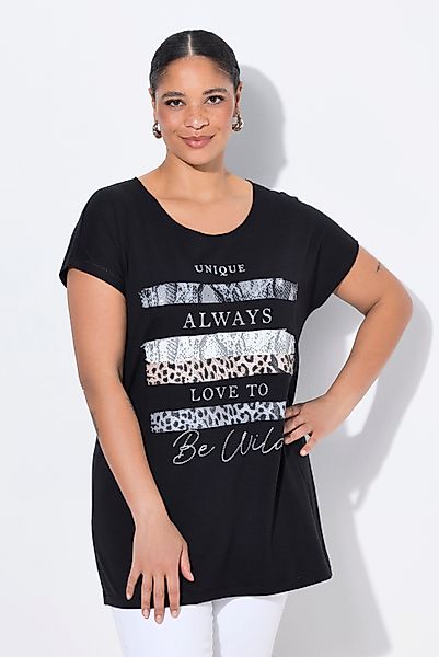 MIAMODA T-Shirt T-Shirt Streifen Schriftzug Glitzersteinchen günstig online kaufen