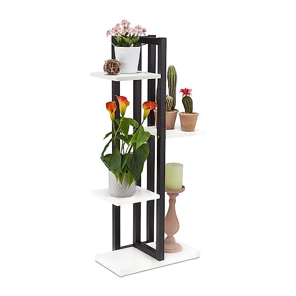 relaxdays Blumenständer Blumenregal Metall, Weiß günstig online kaufen