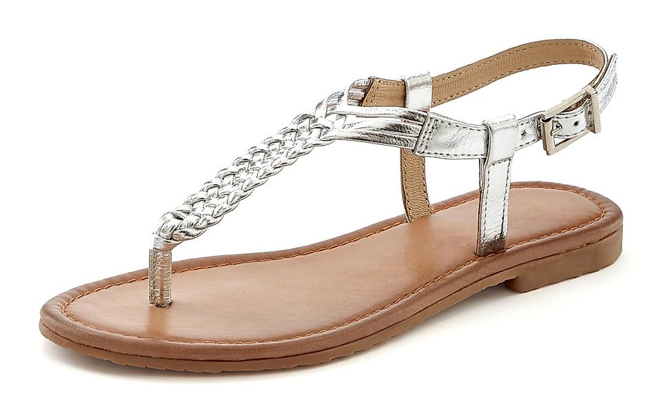 Vivance Zehentrenner, Sandalette, Sommerschuh,Sandale aus Leder mit Flecht- günstig online kaufen