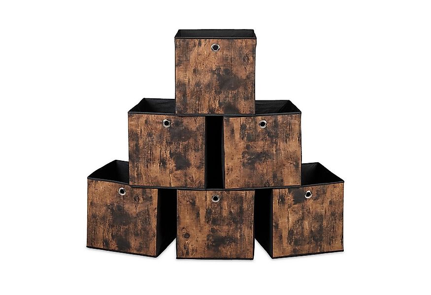 relaxdays Aufbewahrungsbox Stoff Aufbewahrungsbox Holzoptik 6er Set (6 St), günstig online kaufen