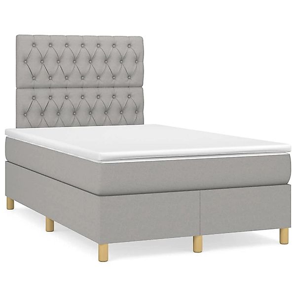 Vidaxl Boxspringbett Mit Matratze Hellgrau 120x200 Cm Stoff günstig online kaufen