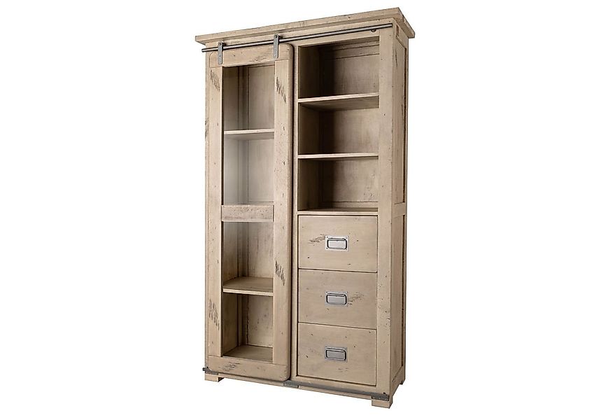 Massivmoebel24 Standvitrine (Mango 100x45x175 whitewash lackiert günstig online kaufen