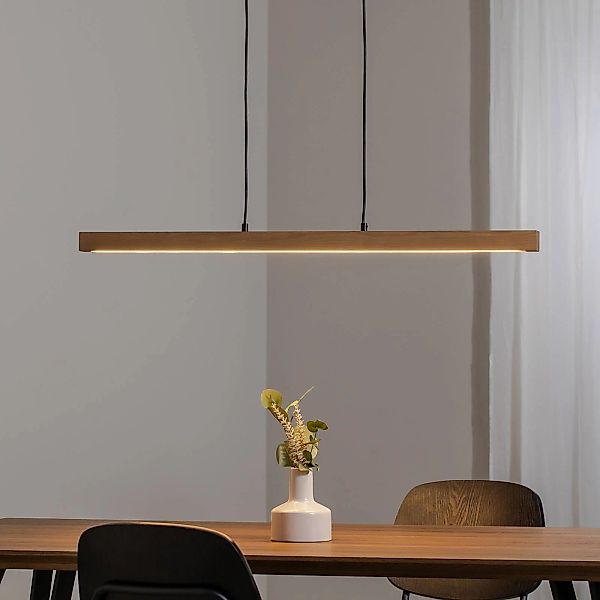 LED-Holzhängeleuchte Teo, kiefer, 96 cm, Touchdimmer günstig online kaufen