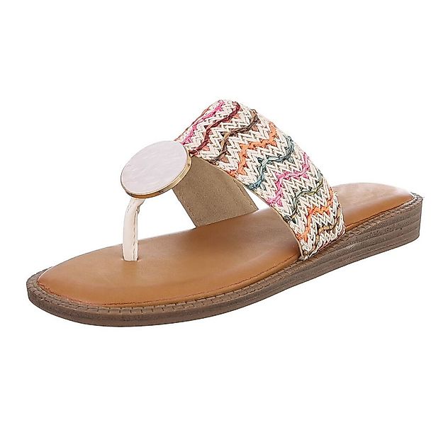 Ital-Design Trendige Damen-Sandalen mit goldener Applikation, Sommer Zehent günstig online kaufen